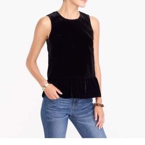 J Crew Black Velvet Peplum Tank sz 0